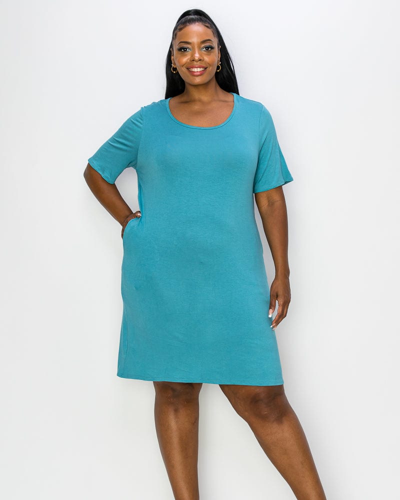 Plus Size Emily Pocket T Shirt Dress River Blue